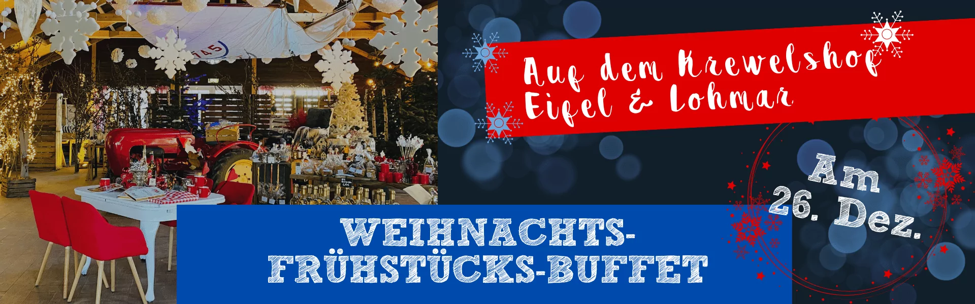 Weihnachts-Frühstücks-Buffet auf dem Krewelshof in der Eifel & in Lohmar