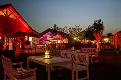 Abendstimmung bei Firmenfeiern auf dem Krewelshof.